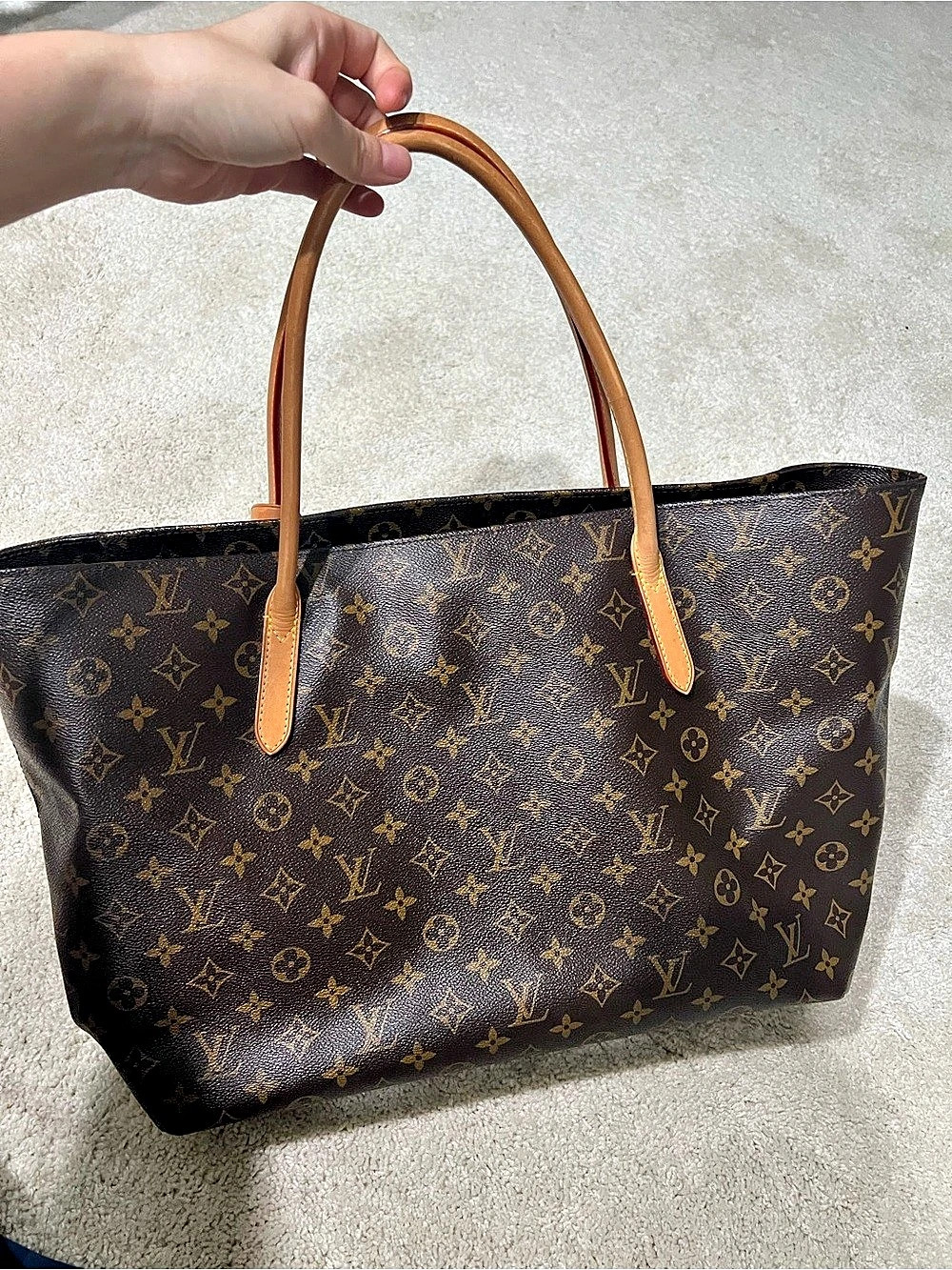 Louis Vuitton Cabas Mezzo Monogram Tote in Brown & Burgundy